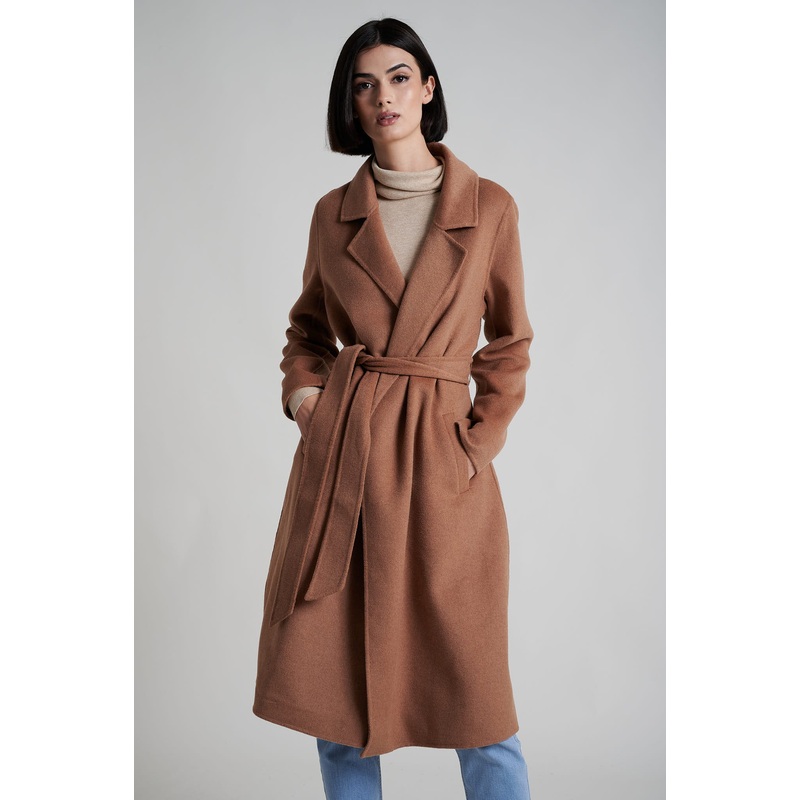 Wool Blend Overcoat with Removable Cape Camel XS
