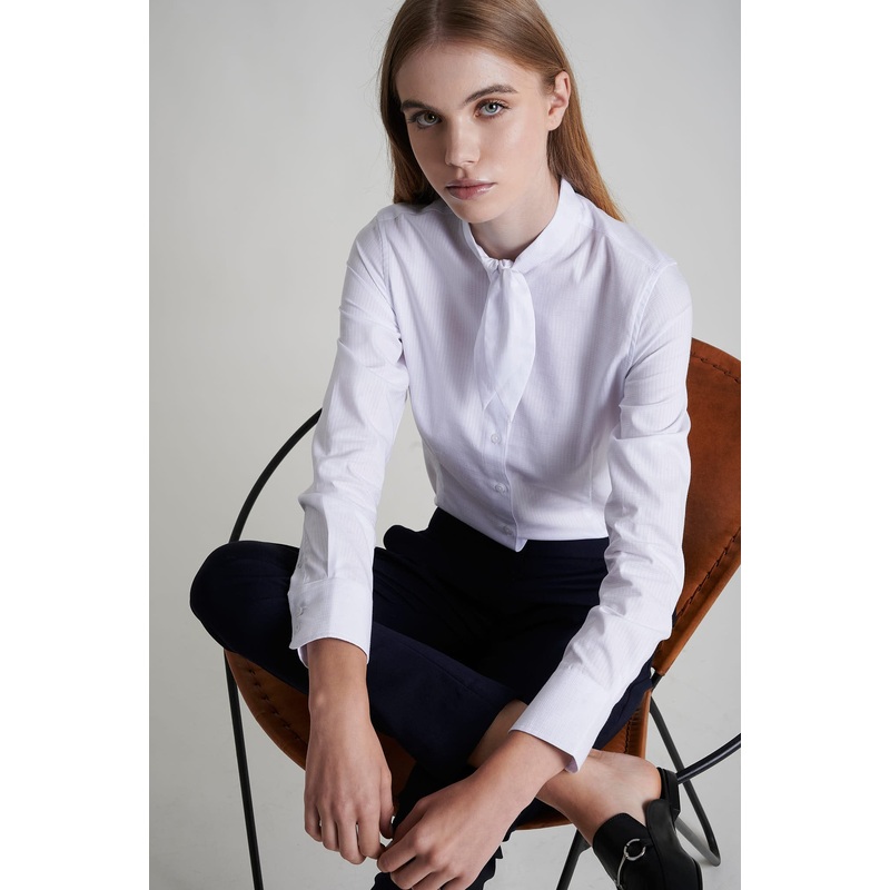 Cotton elastane shirt with bow collar White 34