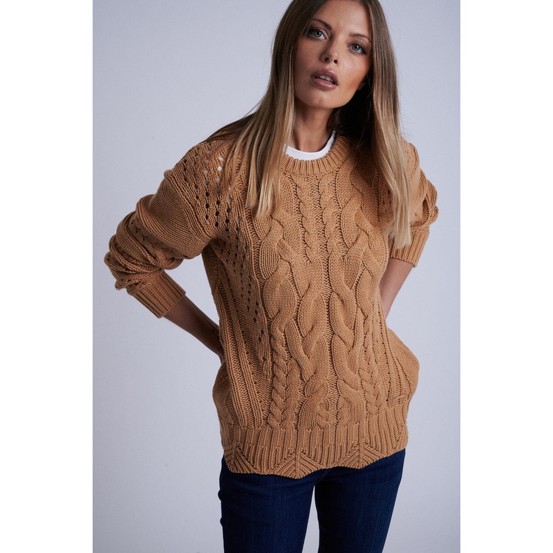 100% cotton cables sweater Ecru XS