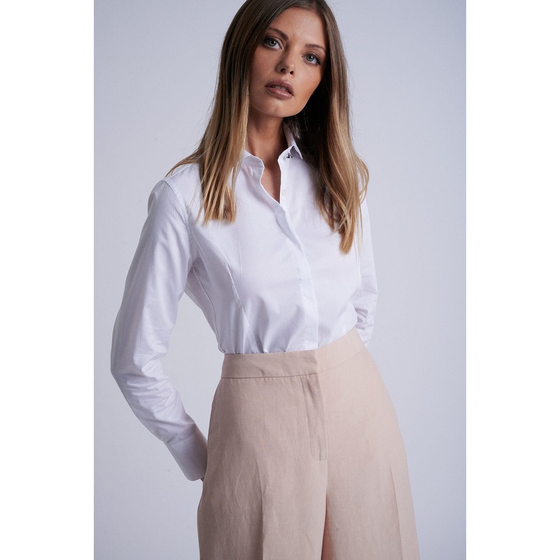 100% cotton timeless shirt with special workmanship ate collar point White 34