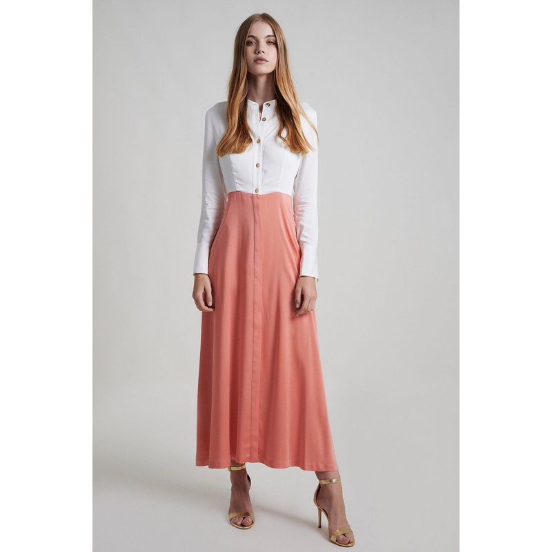 100% Ecological viscose contrasting dress Pink XS