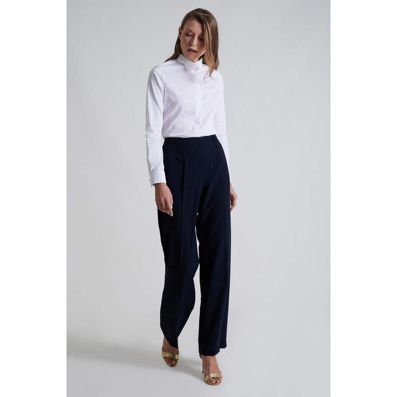 Cotton elastane lace collar shirt White 34