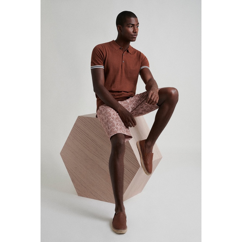100% Pima cotton polo sweater Caramel XS