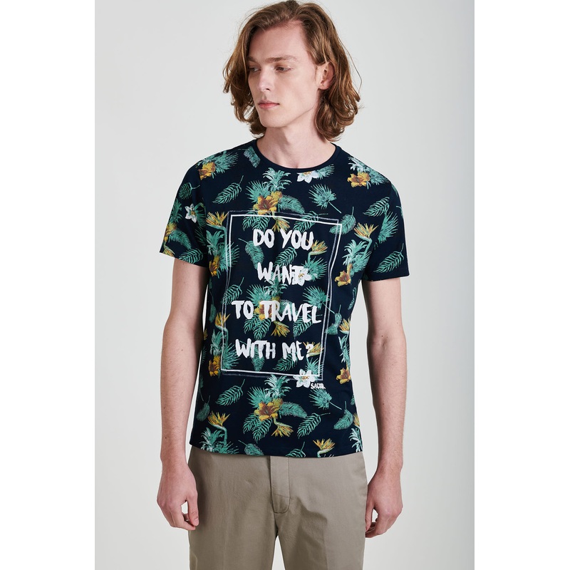 Casual Men’s T-shirt Dark Blue XS