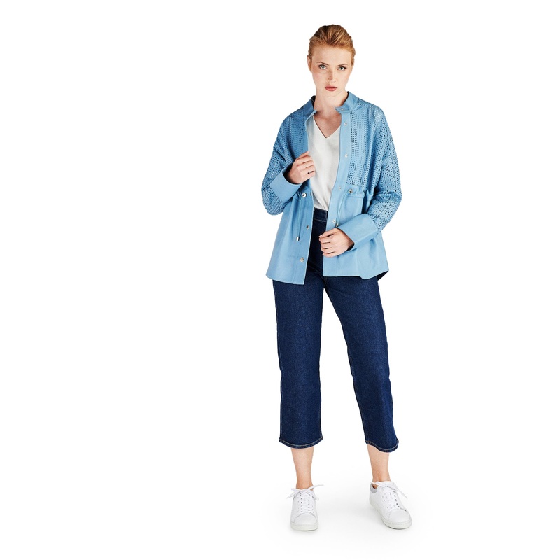 Women’s Genuine Leather Casual Sport Jacket Light Blue XS