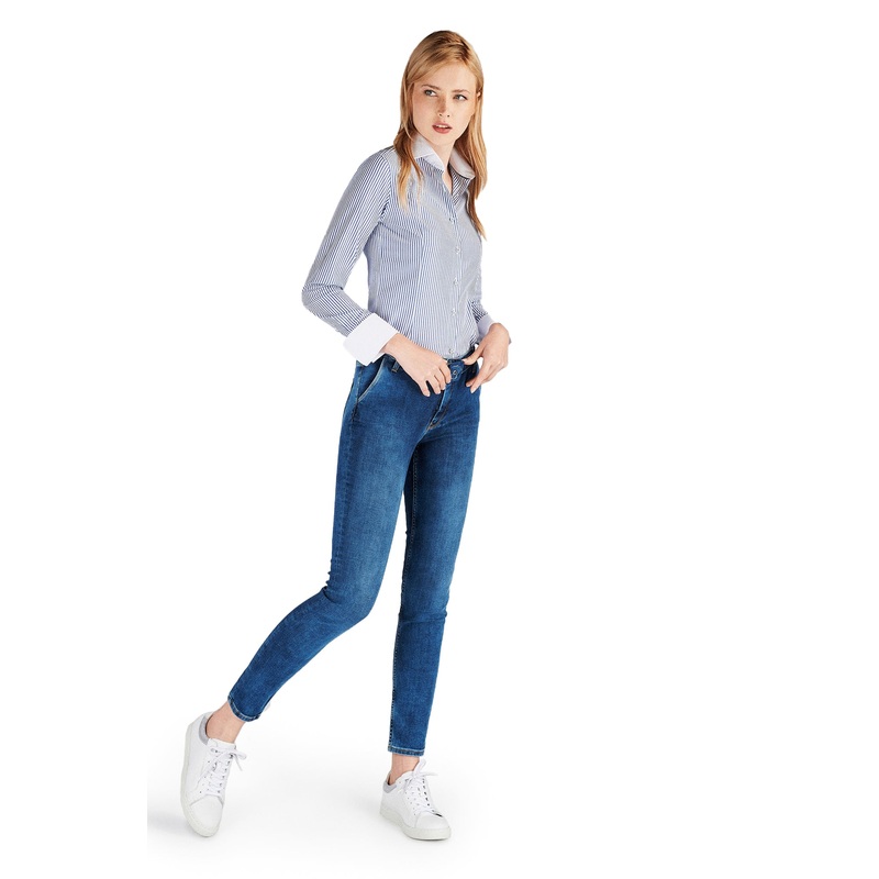 Women’s Slim Fit Jeans with Belt Medium Blue 34