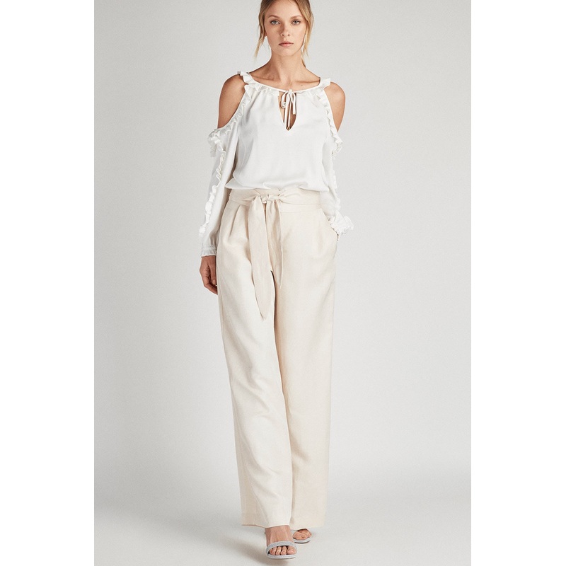 Women’s Fantasy Loose Fit Trousers with Ribbon Beige 34