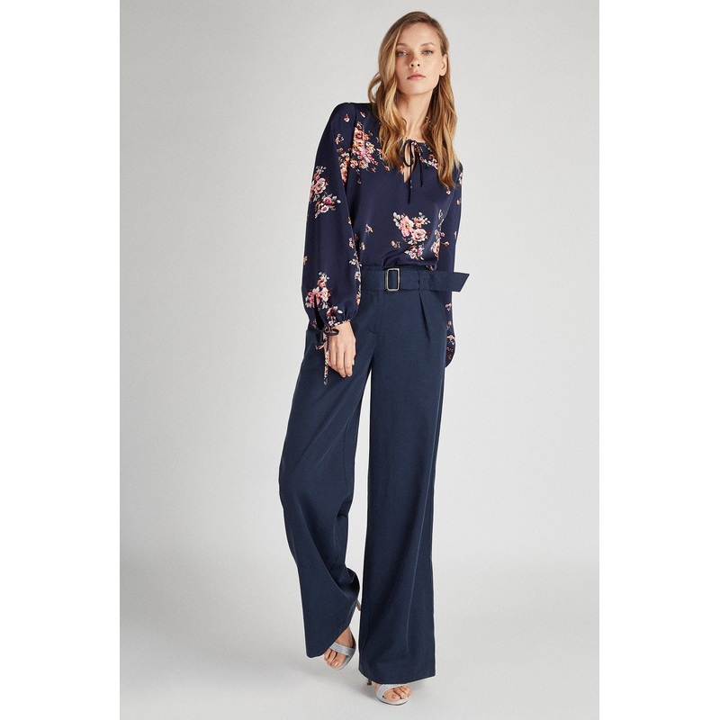 Women’s Classic Loose Fit Trousers with Belt Yellow 34