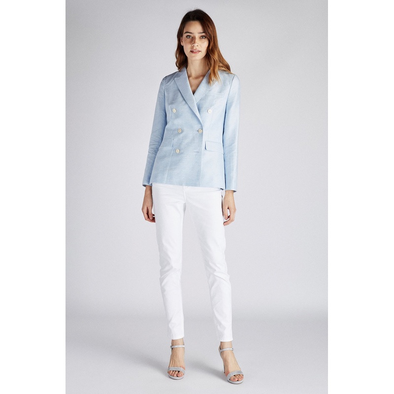 Women’s Classic Slim Fit Linen and Cotton Blazer Light Blue 34