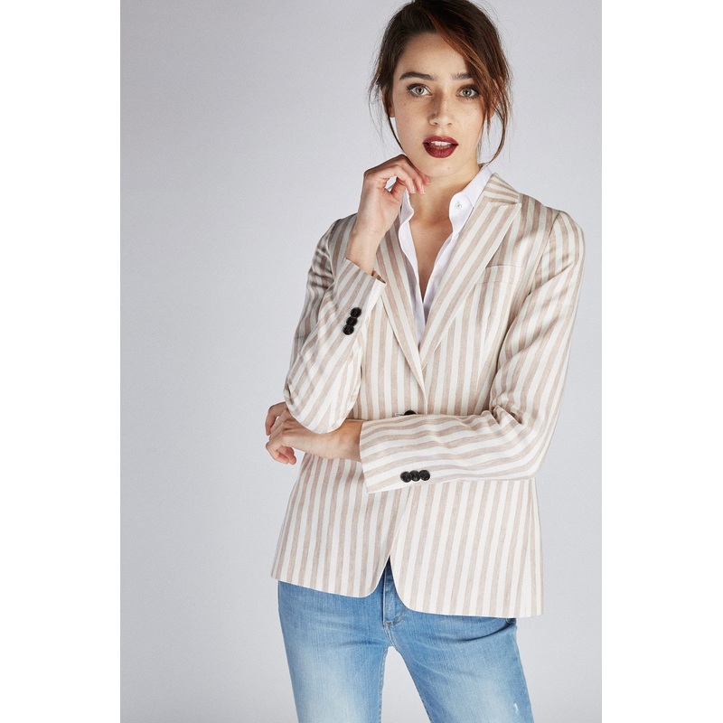 Women’s Classic Slim Fit Linen Blazer Stripes 34