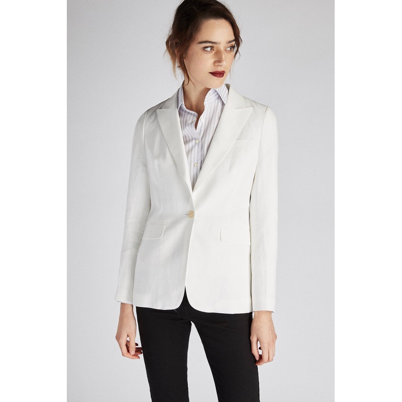 Women’s Classic Slim Fit Linen Blazer White 34