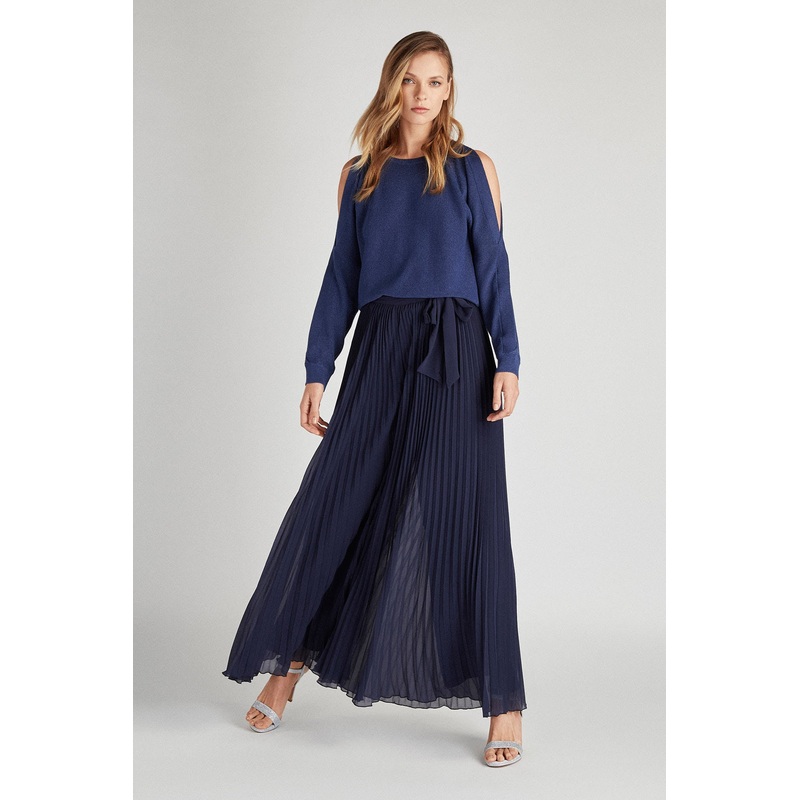 Women’s Fantasy Loose Fit Trousers with Pleated Effect Dark Blue XS