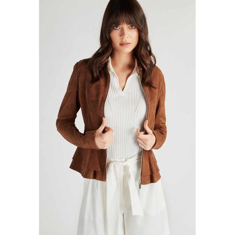Women’s Suede Sport Jacket Camel XS