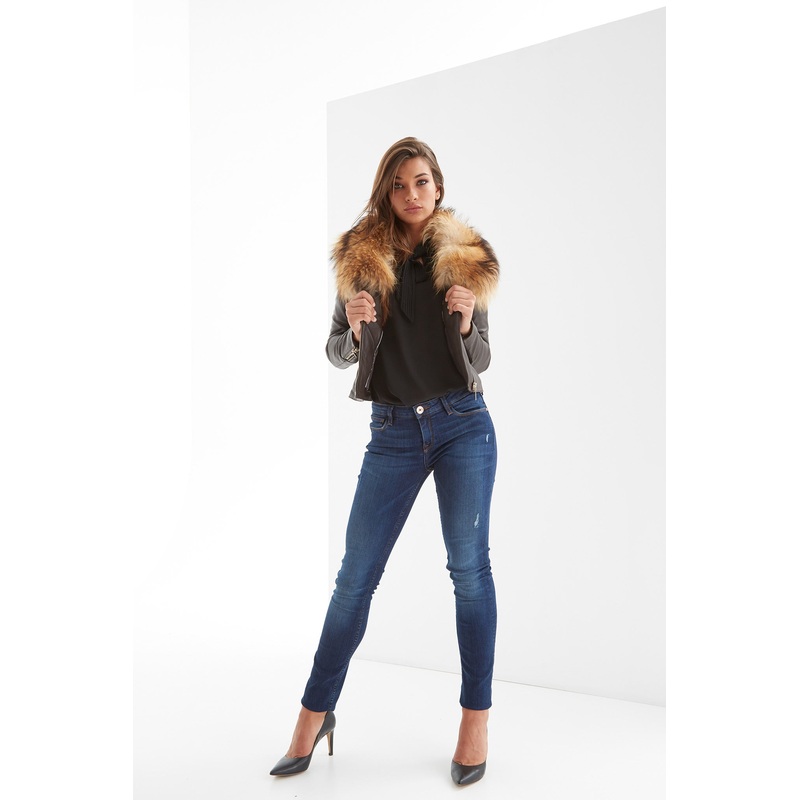 Women’s Fur Collar Jacket Brown XS