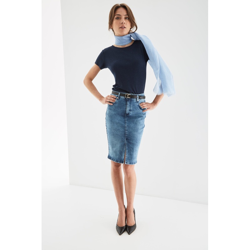 Women’s Denim Midi Skirt Medium Blue 34