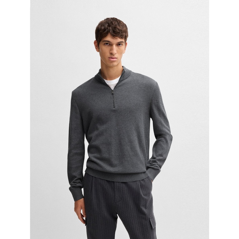 BOSS Half Zip Knitwear – Ebrando-P BSCS Medium Grey 030 M