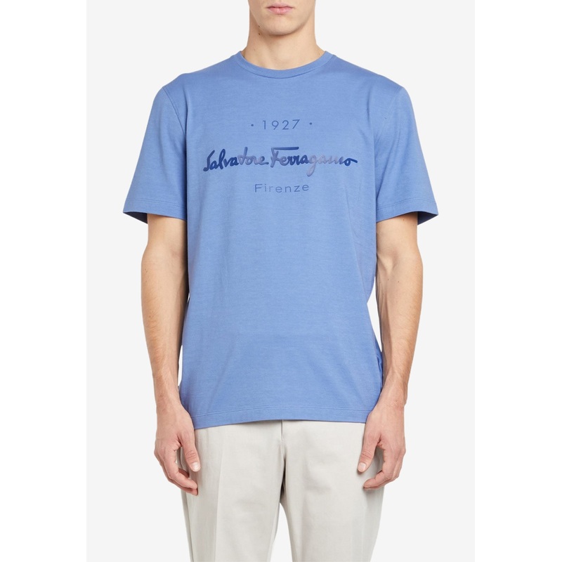 1927 Signature Print T-shirt Blue mrtwstd_S