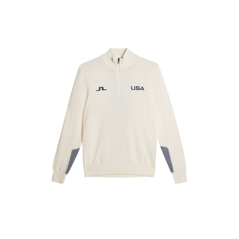 Nathaniel Half Zip Sweater / White White L