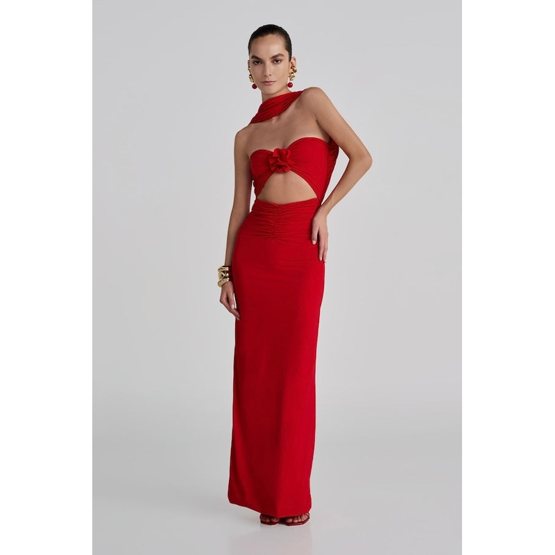 Mullet Maxi Dress Red Petite