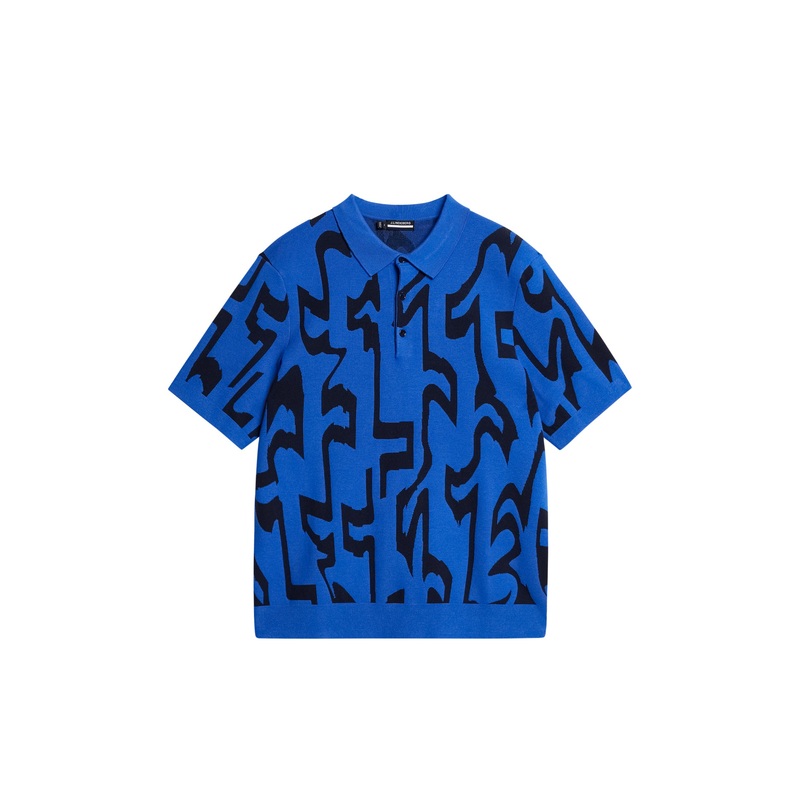 Nate Jacquard Knitted Shirt / Glitch Slice Blue Glitch Slice Blue L