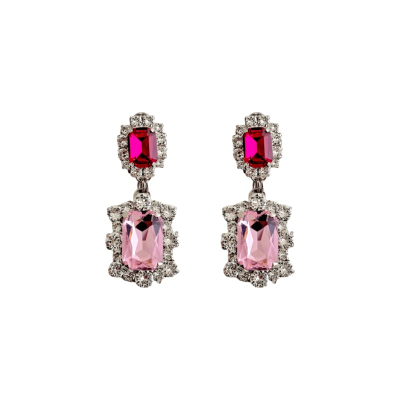 Dynasty Angelina Fuchsia/Baby Pink Earrings O/S