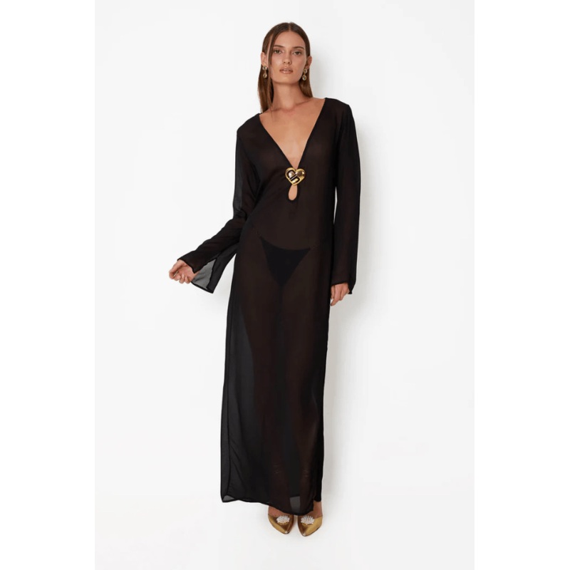 Hotline Heart Maxi Dress Black XS