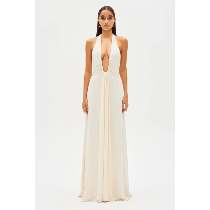 Jennifer Cupro Maxi Dress Ivory XXS