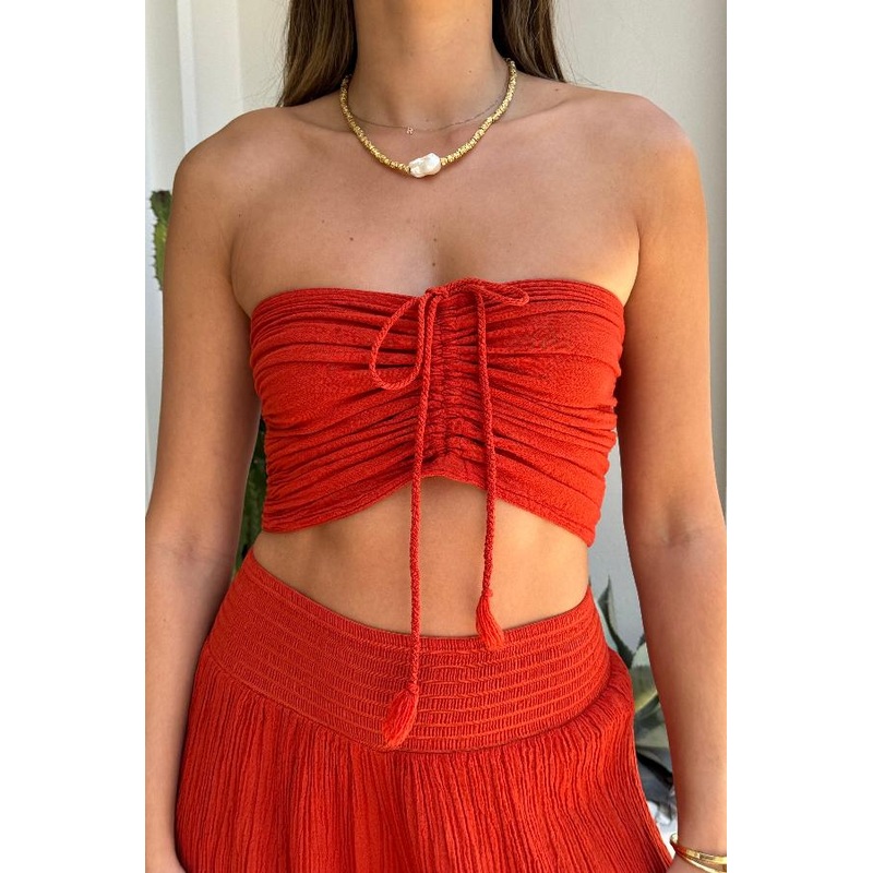 Ruched Tube Top Grapefruit O/S