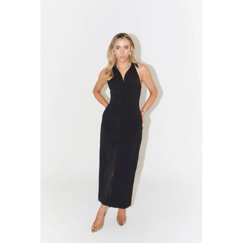 The Ultimate Muse Collar Maxi Dress Black XXS