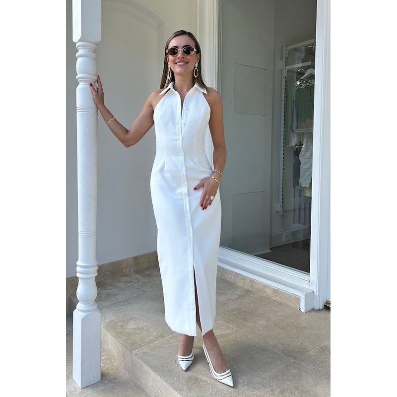 The Ultimate Muse Collar Maxi Dress White XXS
