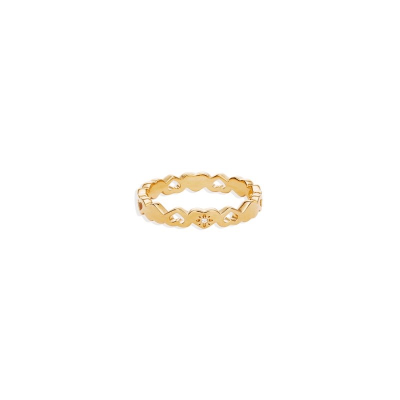 18k Gold Vermeil Gold Connected Hearts Ring O/S