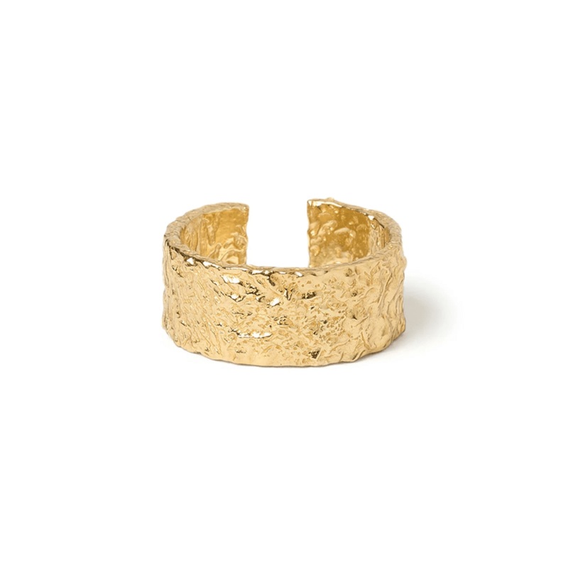 Eros Gold Textured Ring Large O/S