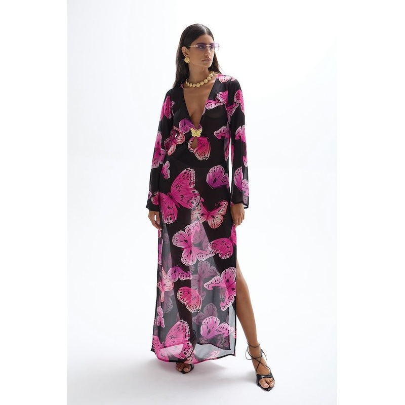 Hotline Butterfly Maxi Dress Monarch XS