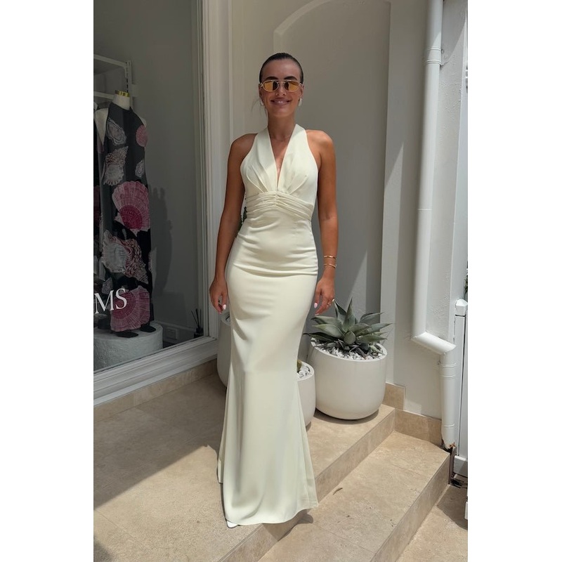 The Ultimate Muse Tie Neck Maxi Dress Butter Cream XXS