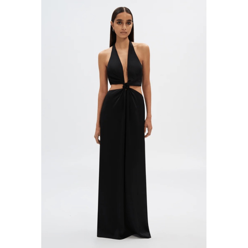 The Wander Satin Gown Black XS