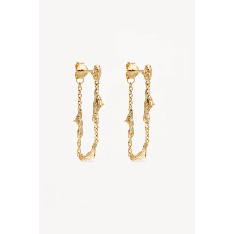 18k Gold Vermeil Gold Drift Chain Earrings O/S
