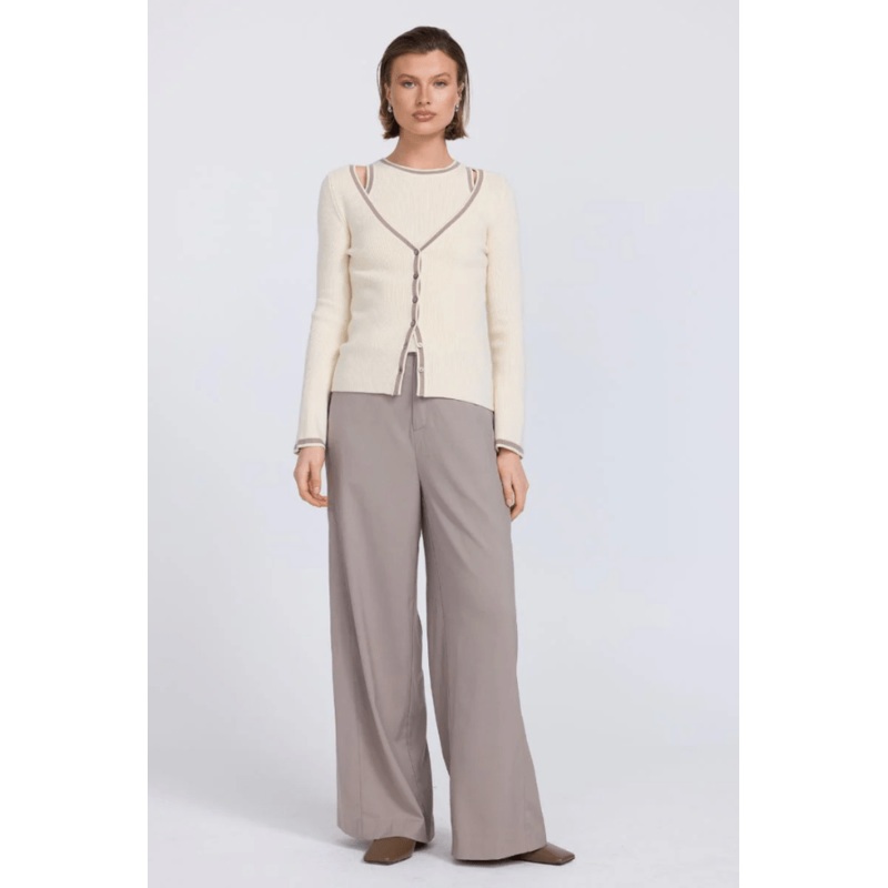 Aimee Combo Contrast Cardi Cream XS