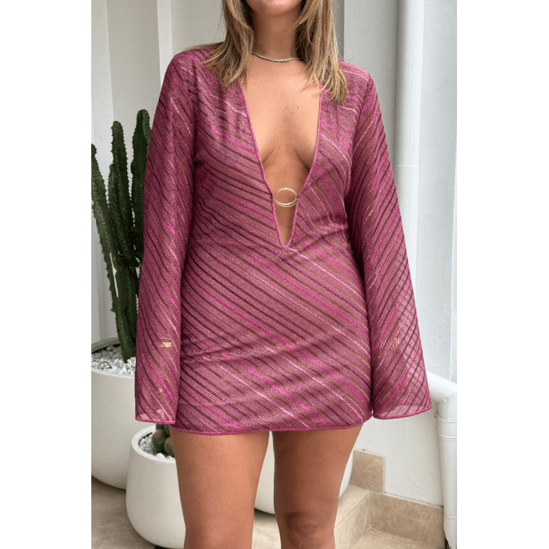Shiny Stripes O Kaftan Red S