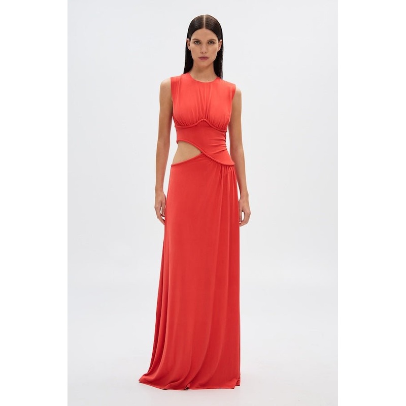 The ‘Sierra’ Jersey Gown Tomato Red XS