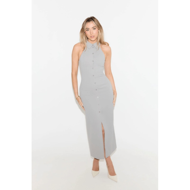 The Ultimate Muse Collar Maxi Dress Grey XXS