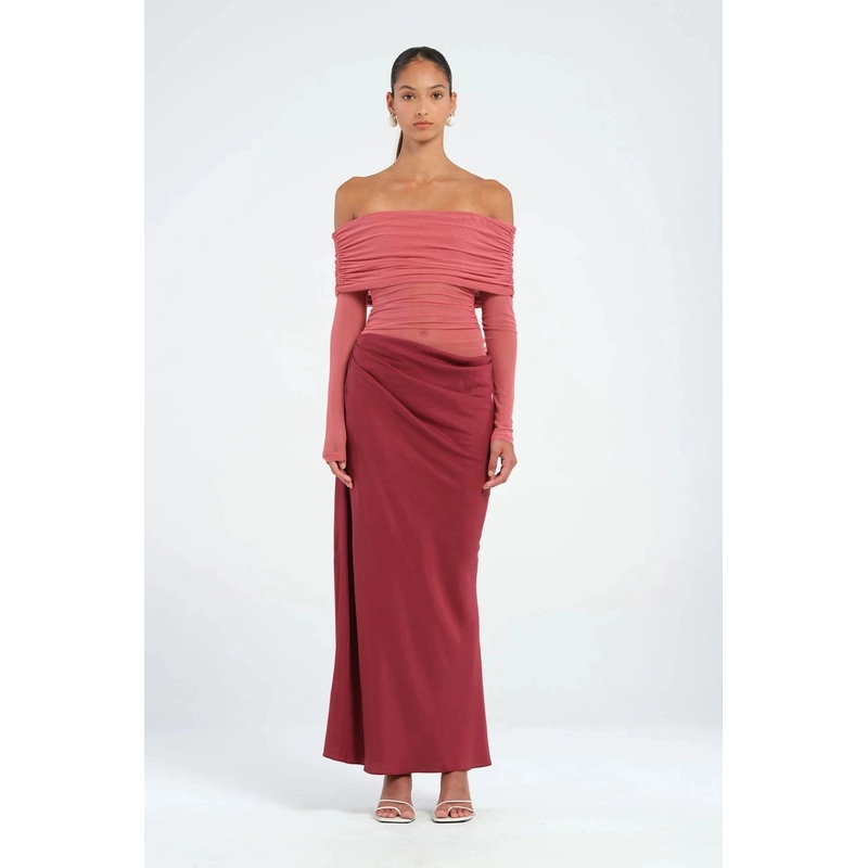 Yasmin Off Shoulder Dress Redwood 4