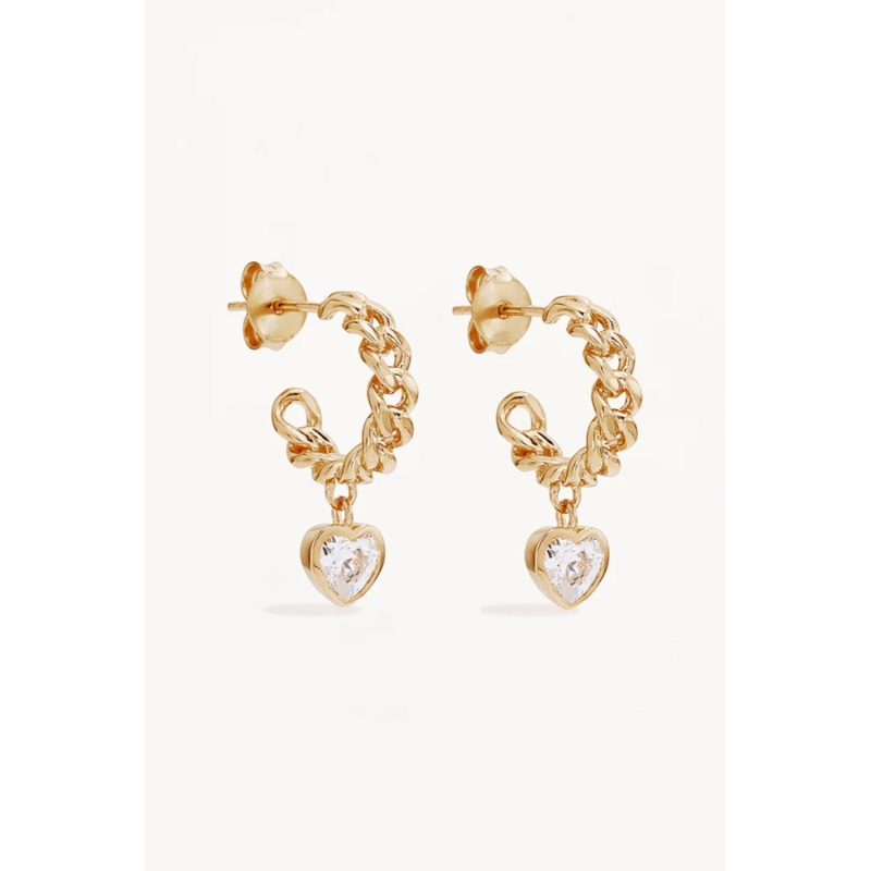 18k Gold Vermeil Radiant Heart Curb Hoops O/S