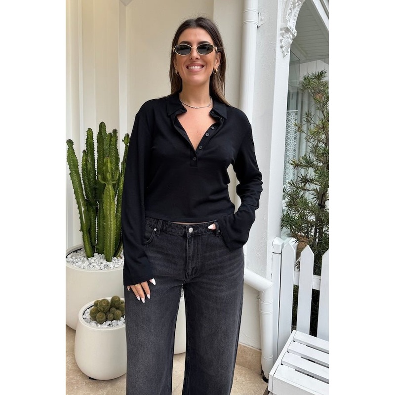 Anya Long Sleeve Top Black XXS