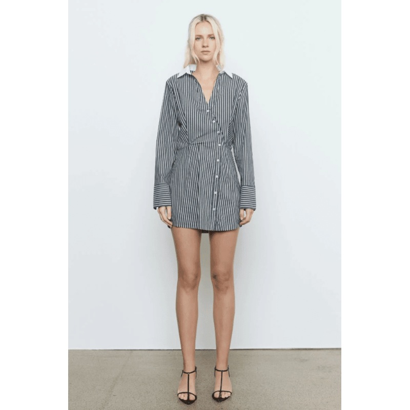 Laia Shirt Dress Black Stripe XS