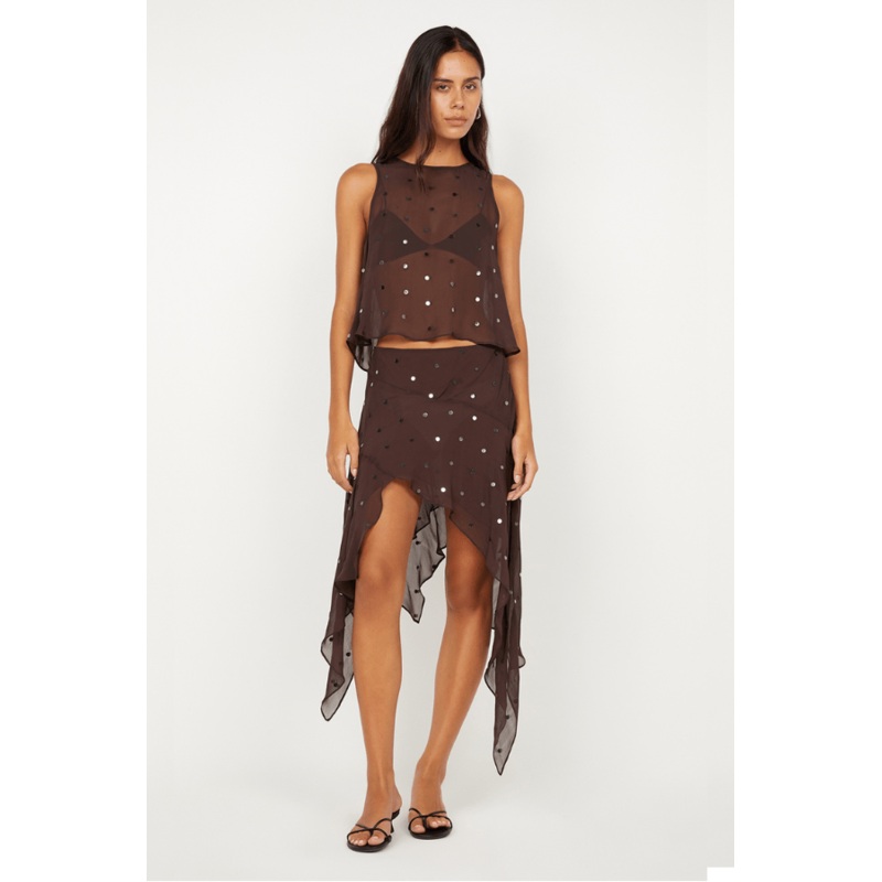 Arielle Asym Skirt Dark Chocolate Sequin 4