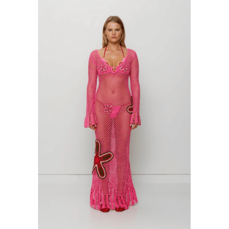 Elke Crochet Maxi Dress Candy XS