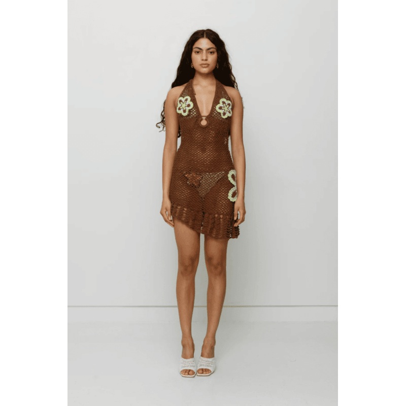 Elke Crochet Mini Dress Cocoa XS