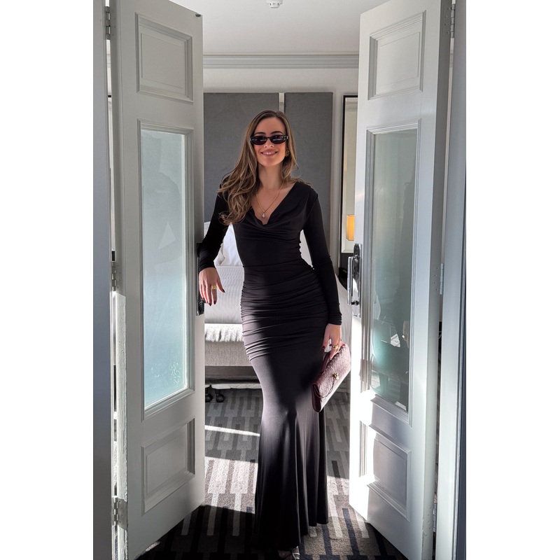 Hunter Long Sleeve Maxi Dress Black XXS