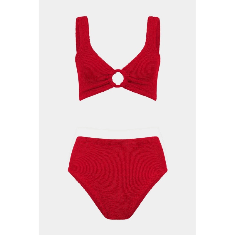 Nadine Bikini With Fabric Covered Hoop Red O/S