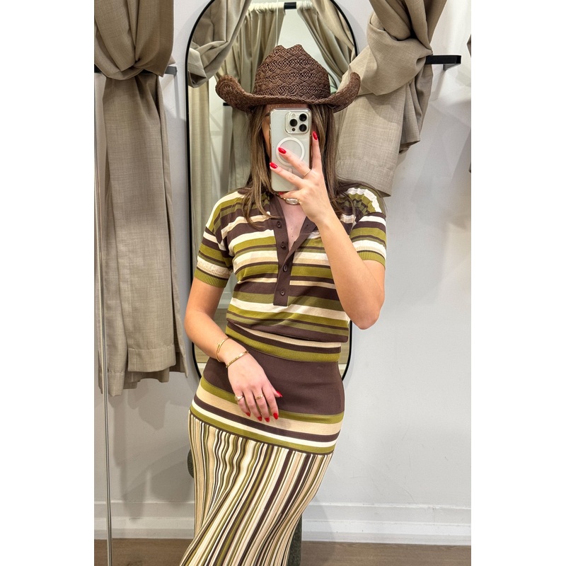 Sable Polo Shirt Espresso Pine Stripe 6